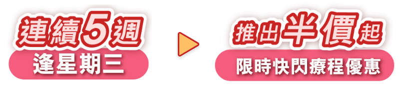 連續五週逢星期三推出半價起限時快閃療程優惠